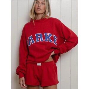 Parke Coastal Low Tide Mockneck Sweatshirt L/XL Red Blue Varsity sail and drift